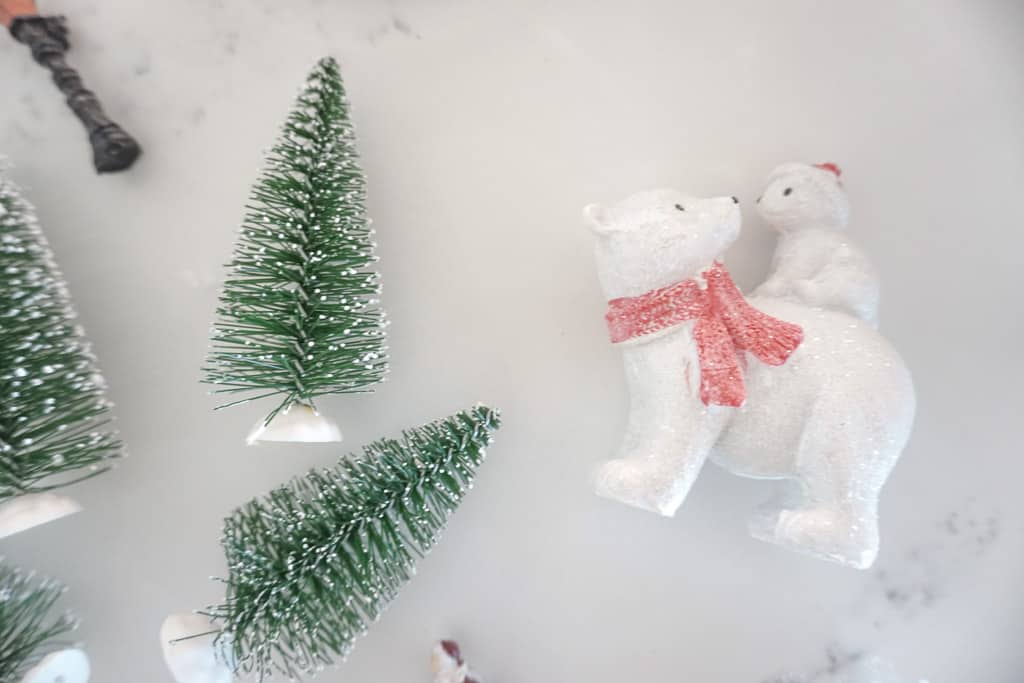 D.I.Y Christmas Terrariums includes these cute little polar bear figurines and fake trees