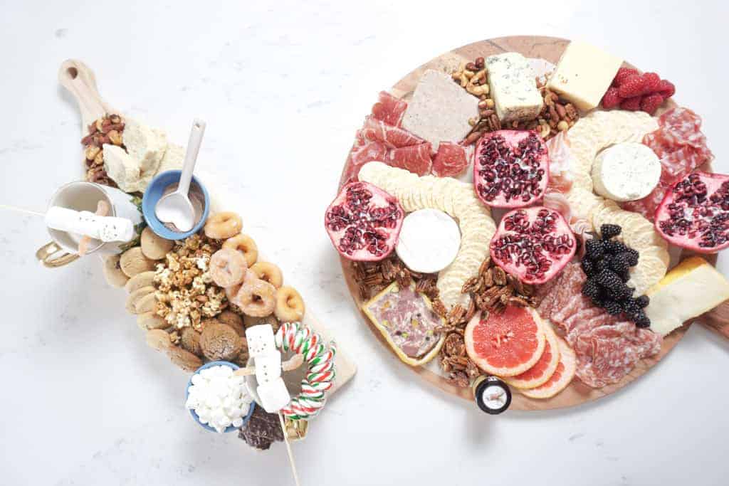Signed Samantha's two Christmas grazing board ideas. One is filled with charcuterie and one is filled with sweet treats