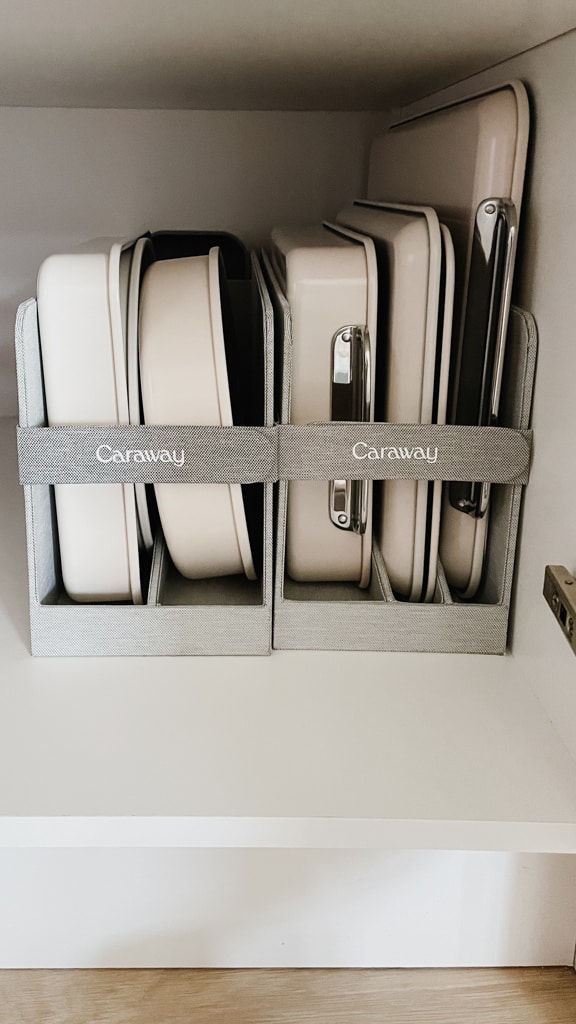 Caraway baking set storage in a cupboard