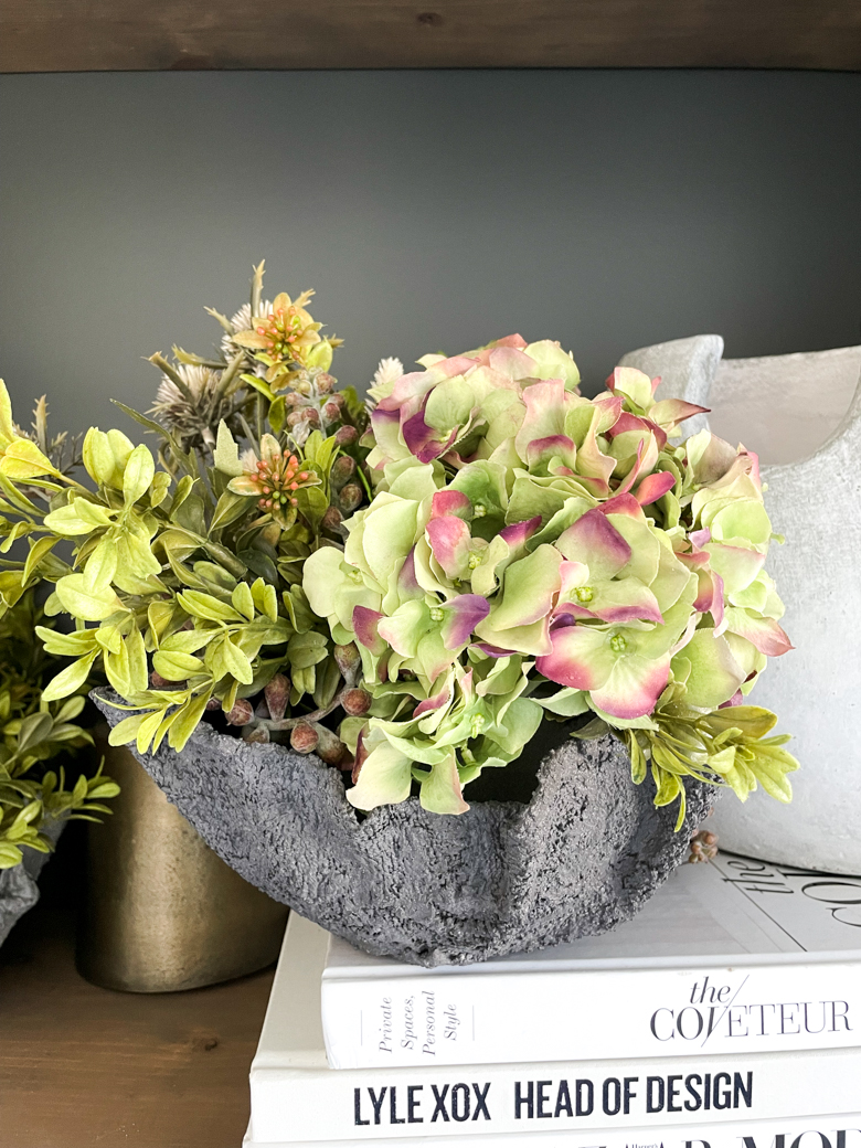 DIY gifts with a DIY concrete bowl with faux flowers in it